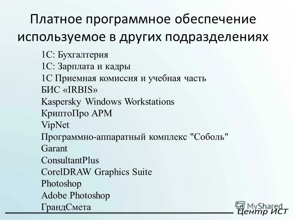 Платные программные обеспечения. Платные программные обеспечения