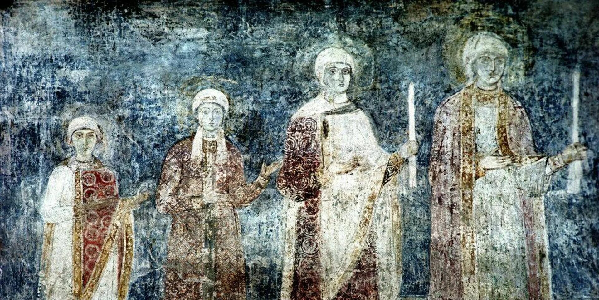 Фрески софии слушать. Дочери ярослава мудрого. фреска софийского собора в киеве. мозаики и фрески софии киевской. семья ярослава мудрого фреска.