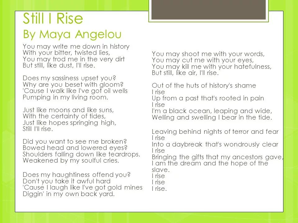 Still перевести. Still i Rise. Nevertheless i still. Analyze poem example. Still i Rise text.