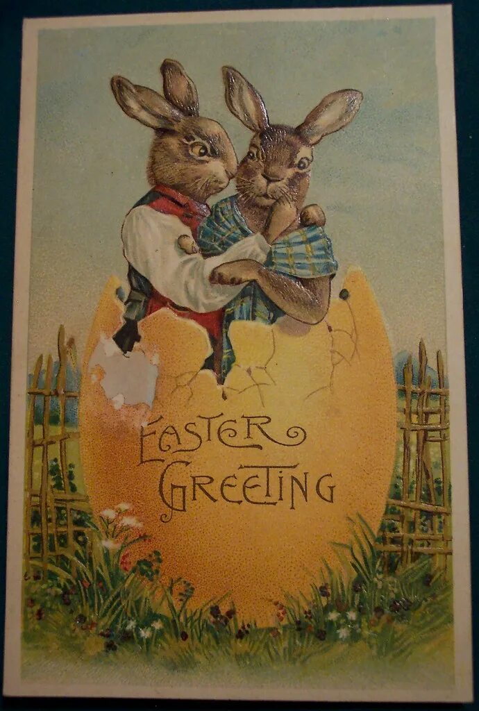 Пасхальные открытки. Дореволюционные пасхальные открытки с кроликами. Дореволюционные пасхальные открытки. Пасхальный кролик открытка. С пасхой на немецком языке картинки красивые