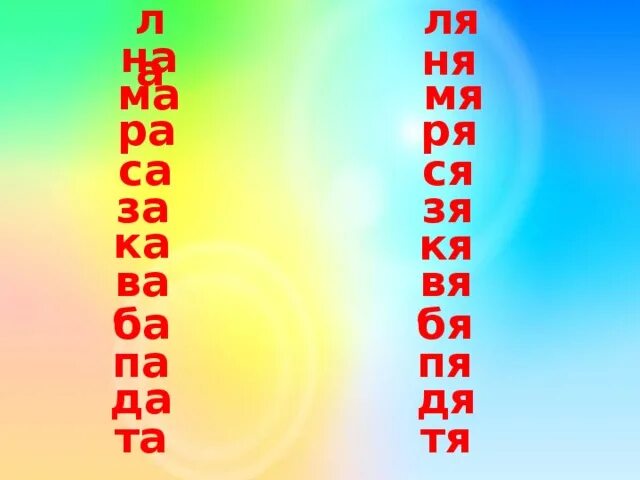 Ря ля. Слоги ла ля ра ря. Слоги слоги на пя пя. Дя дя дя. Да ря ря ря.