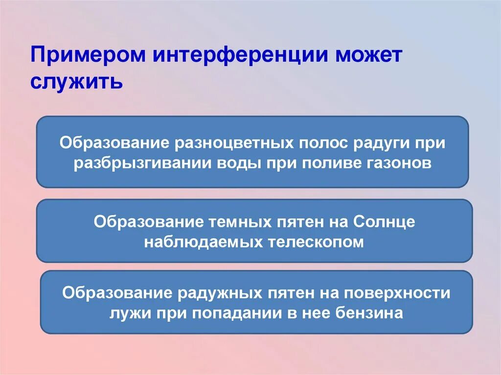 Примером интерференции может служить