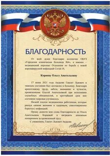Областная благодарность