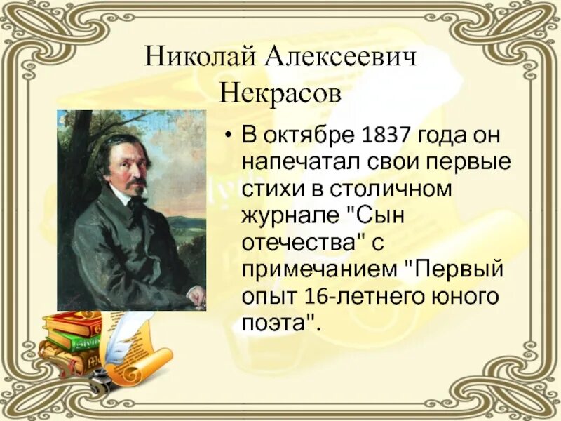 Стихотворения некрасова по годам. Некрасов первые стихи.