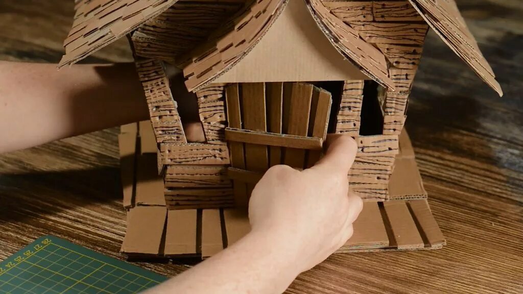 Using cardboard. Домик бабы яги своими руками. make a house аппликация. cardboard house.
