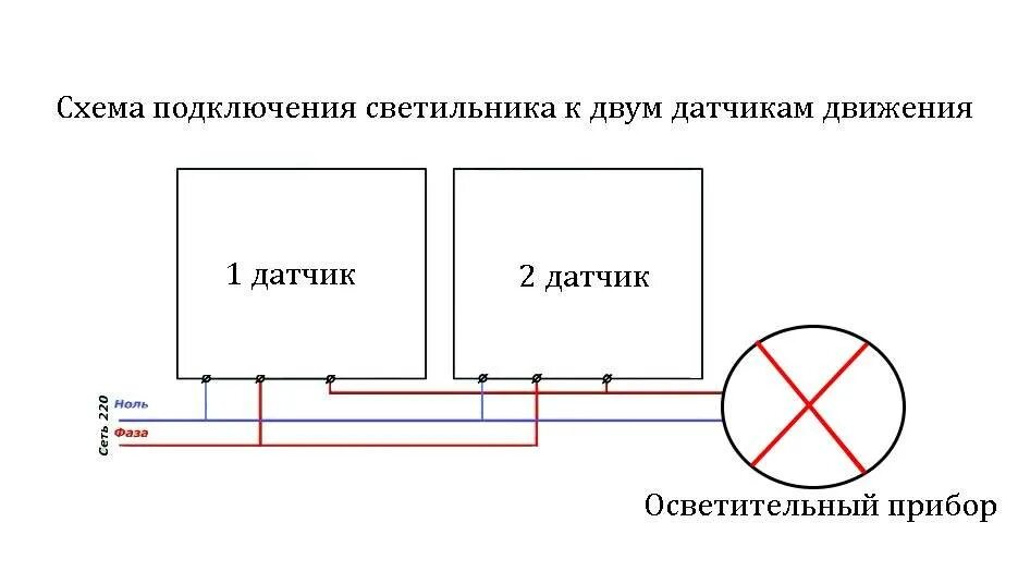 Как подключить датчик движения к прожектору светодиодному (LED): схема подключен