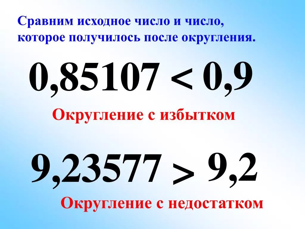 Округление десятичных дробей. Округление с недостатком. Число с недостатком и с избытком. Округление с недостатком и с избытком.