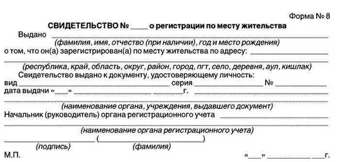 Документ подтверждающий фактическое место проживания