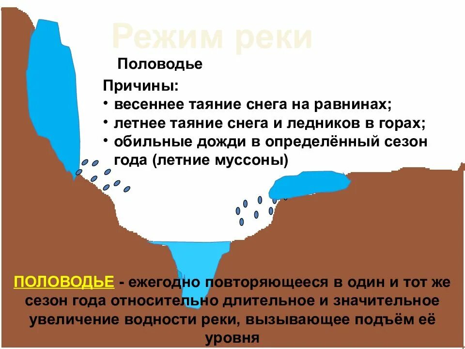 Для какой реки характерно летнее половодье. Причины половодья реки. режим равнинных рек. режим реки половодье. оежим рек пловодье паводок.