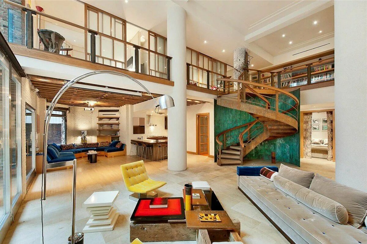 двух этожнаяя квартира. лестница лофт в антресольный этаж. антресольный второй ярус. двухуровневый пентхаус в стиле лофт нью йорк. антресольный этаж в стиле лофт.