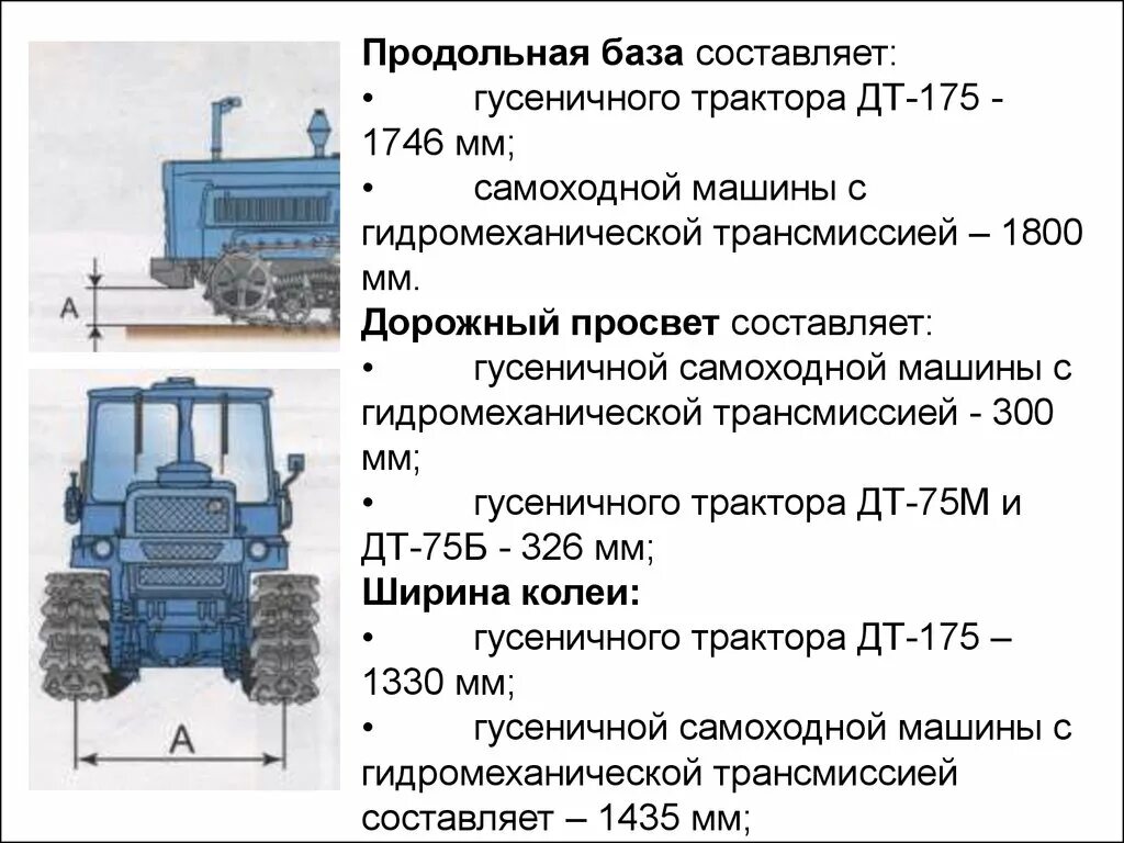 Трансмиссия трактора т 150 гусеничный. Продольная база гусеничного трактора ДТ 175. ДТ-75 трактор ТТХ. Ширина колеи трактора ДТ-75м.