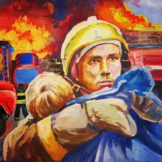 Рисунок пожарные спасатели