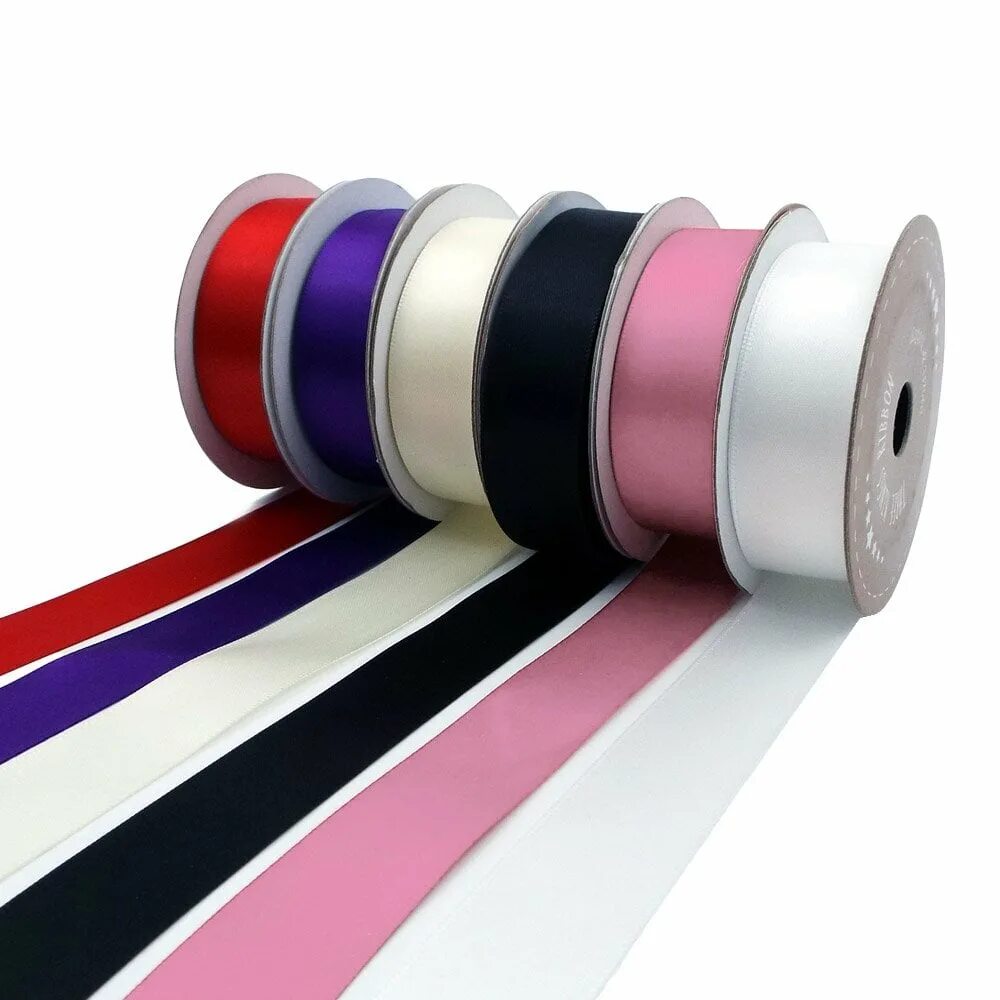 Разноцветные атласные ленты. Satin ribbon. Атласная лента с логотипом. Сатин и риббон для печати ритуальных лент. Подарочный скотч.