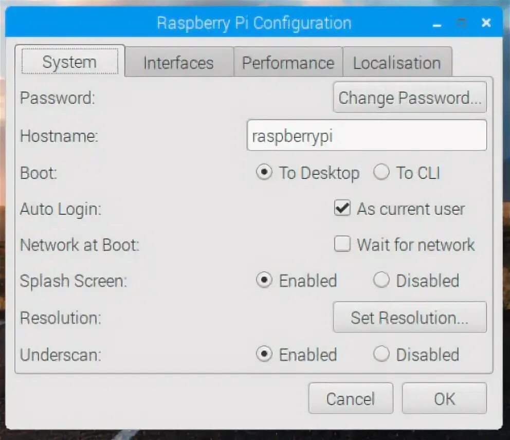 Raspberry config. Raspberry config
