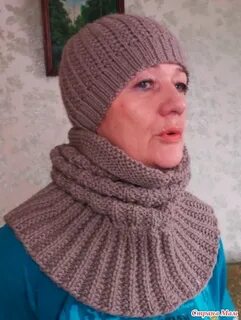 Шапка труба спицами для женщин