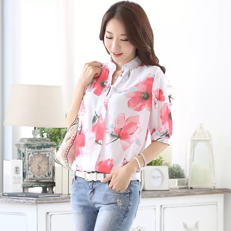рубашка из шифона. шифоновая рубашка. блузка женская. модные корейские блузки. шифоновая блузка.