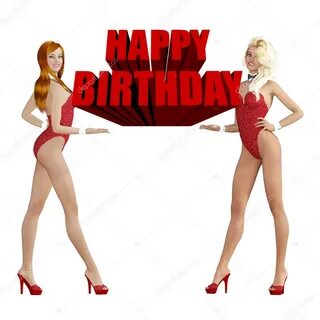 Download - Birthday Wishes Card with Attractive Females Celebrating - Stock...