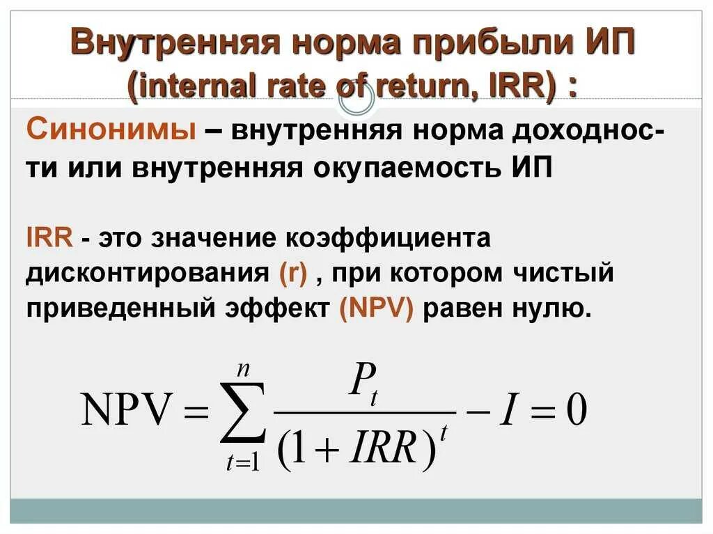 Внутренняя норма доходности калькулятор. Внутренняя норма рентабельности формула. irr метод расчета внутренней нормы рентабельности. коэффициент внутренней нормы доходности формула. показатель внутренней нормы доходности инвестиционного проекта.