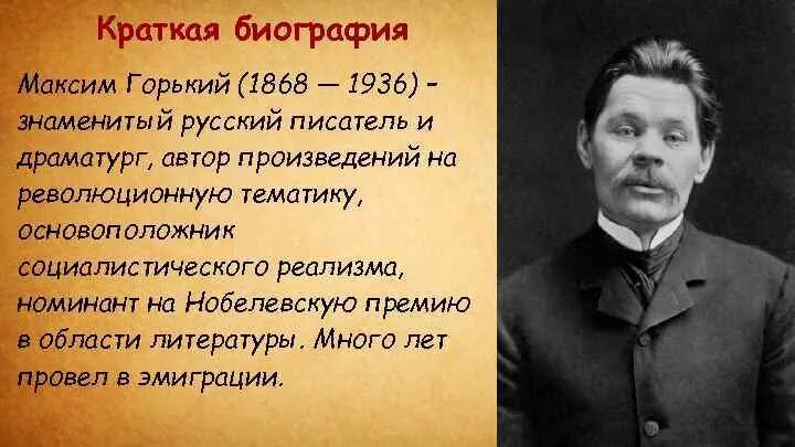 Сообщение о м горьком. Биография м Горького 3 класс кратко.