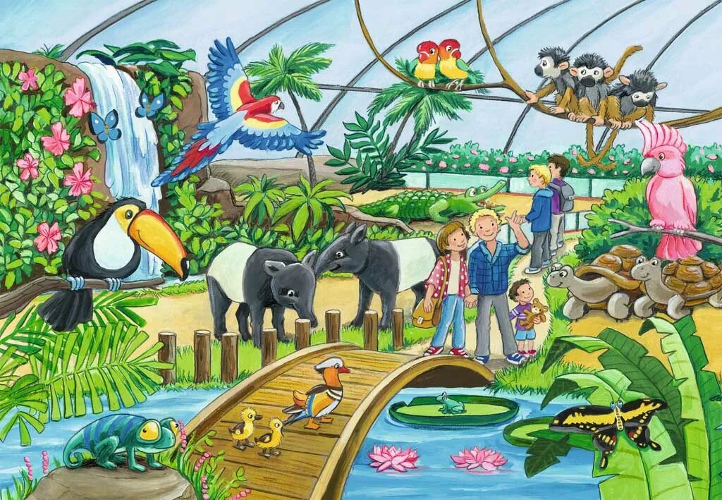 Going to the zoo tomorrow. Пазл Ravensburger XXL джунгли (12660), 200 дет.. Дети в зоопарке. Зоопарк иллюстрация. Зоопарк для дошкольников.
