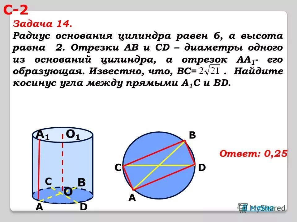 Радиус цилиндра равен. Задачи на радиус. Радиус основания цилиндра равен. Концы отрезка АВ лежат на окружностях оснований цилиндра.