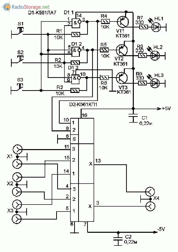 DIY Input selector for amplifier on relay. Schematic and Komitart LAY6.