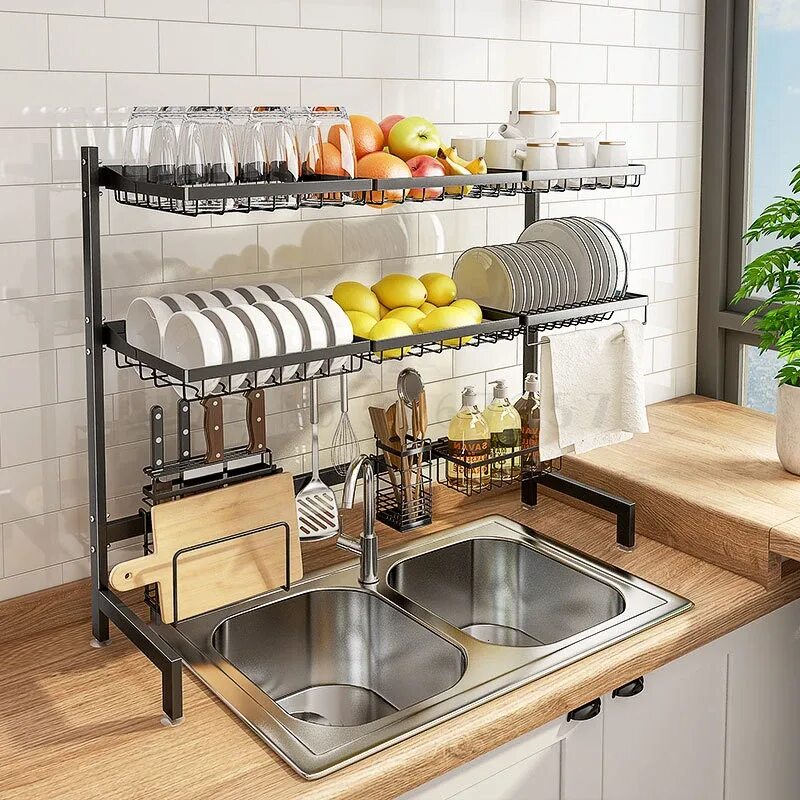 Сушилка для посуды draining rack, 425х240х27 мм. Полка для посуды над раковиной. 304 кухонная +полка из нержавеющей стали держатель для сушки. Этажерка под раковину на кухню. Сушилка для посуды над раковиной стейнлесс стил.