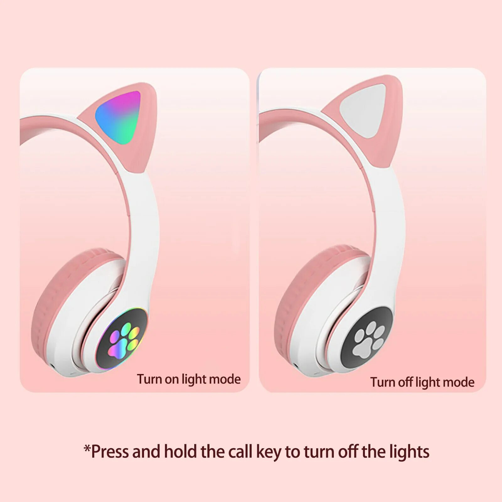 Наушники ушки как подключить блютуз Cute Cat Ear Bluetooth Headphones LED Light Cat Ears Wireless Headphone TF Heads