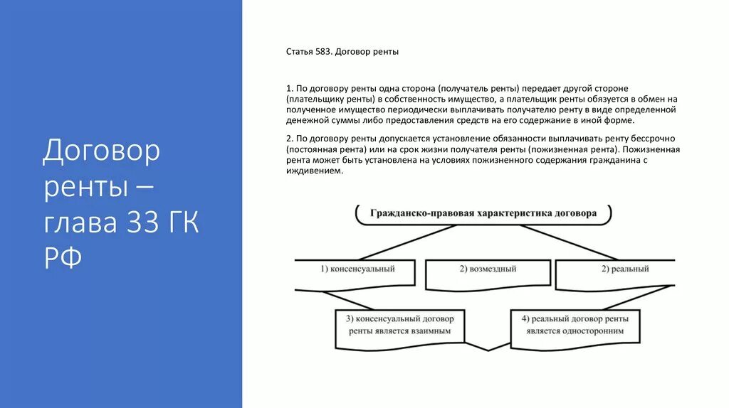 Гк общие положения о договоре. Договор ренты характеристика. Правовая характеристика договора ренты. Договориенты правовая характеристика. Характеристик адогвора ренты.