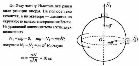На экваторе вес меньше чем полюсе