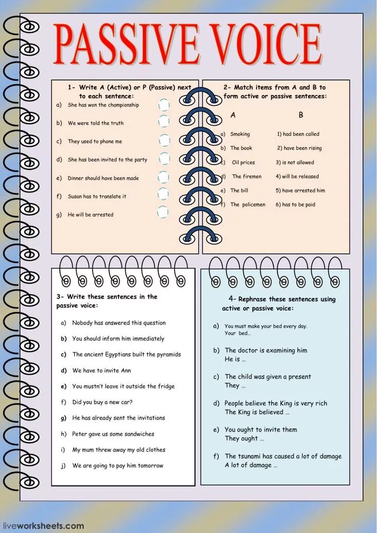 Passive voice exercises. Пассивный залог worksheets. пассивный залог в английском языке worksheets. present passive в английском языке worksheets. страдательный залог в английском языке worksheet.