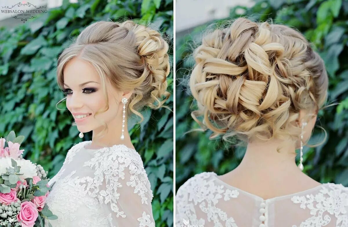 Crystal bridal headband with curled updo Wedding hairstyles, Hair styles, Elegan