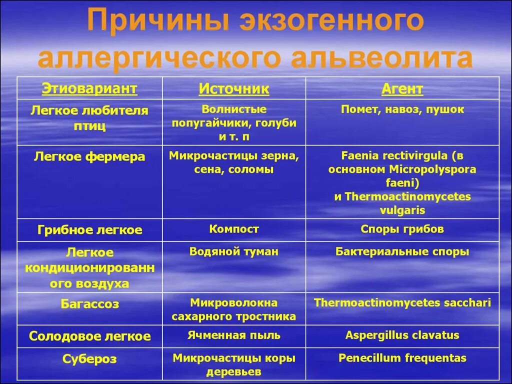 Альвеолиты рекомендации. Экзогенный аллергический альвеолит. Экзогенный аллергический альвеолит классификация. Диагностика экзогенного аллергического альвеолита. Причины экзогенного аллергического альвеолита.