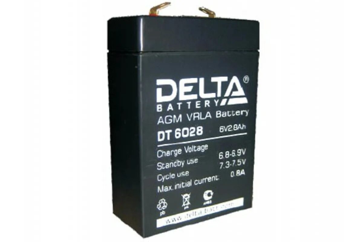 Аккумулятор Delta DT - 6v / 2.8Ah (6028) шт. Аккумулятор Delta DT 6028 6в 2,8ач. Delta Battery DT 6028 6в 2.8 а·ч. Аккумулятор 6 в 2.8 Ач.