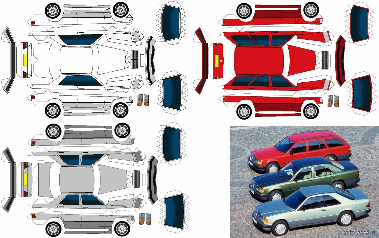 Распечатать модель для склеивания. Мерседес 124 развертка. Бумажная модель Мерседес 124. Развертка ВАЗ 2115. Бумажная модель Mercedes Benz w124.