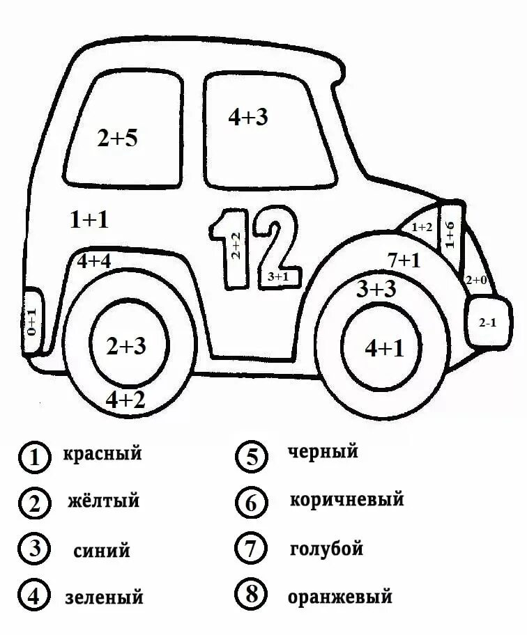 Картинки с примерами 1 класс. Математическая раскраска. Раскраска с примерами для дошкольников. Рисунок с примерами до 10. Математические раскраски для дошкольников.