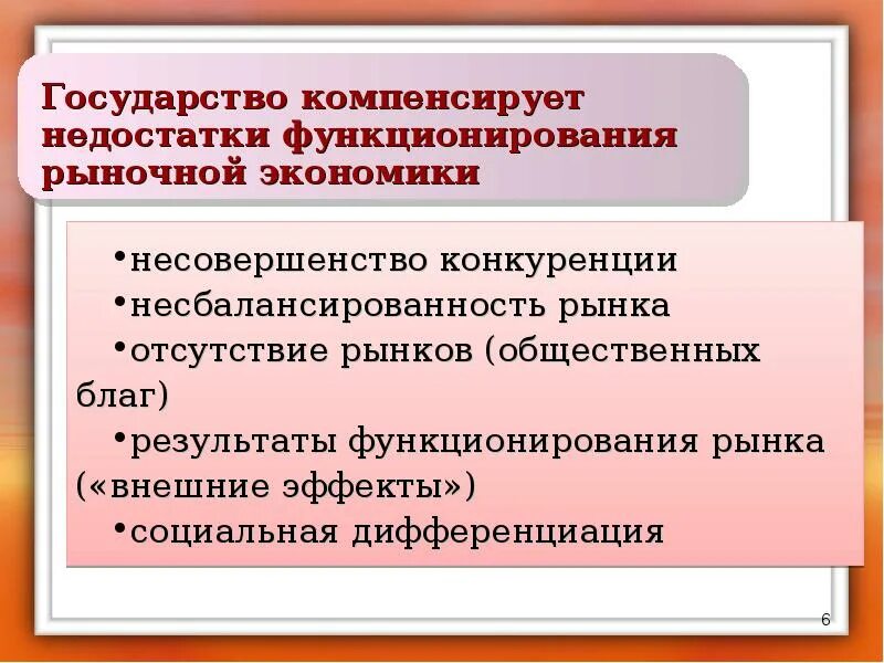 Функции выполняемые государством в рыночной экономике