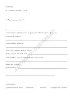 Открытие лицевого счета юридическому лицу