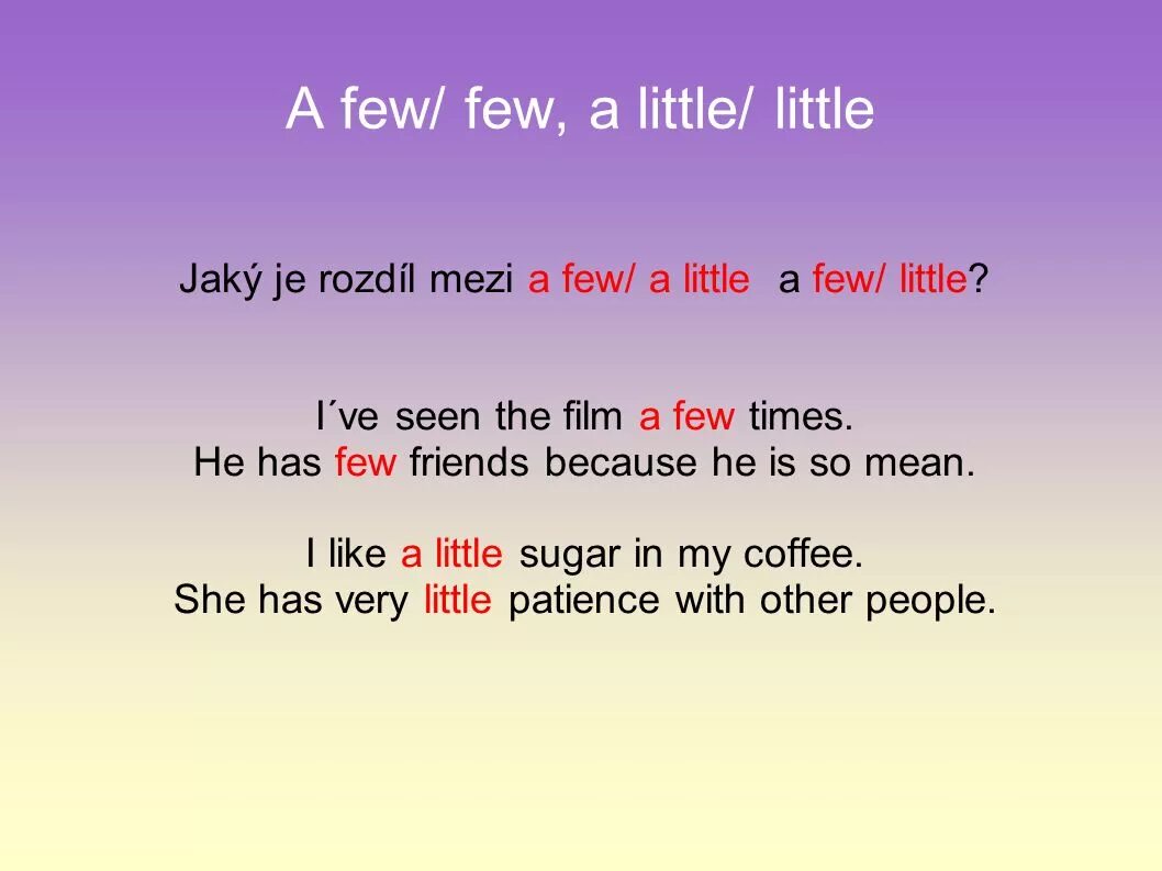 A few a little правило. Предложения с little и few. Местоимения little и few. Few a few little a little. A few a little things