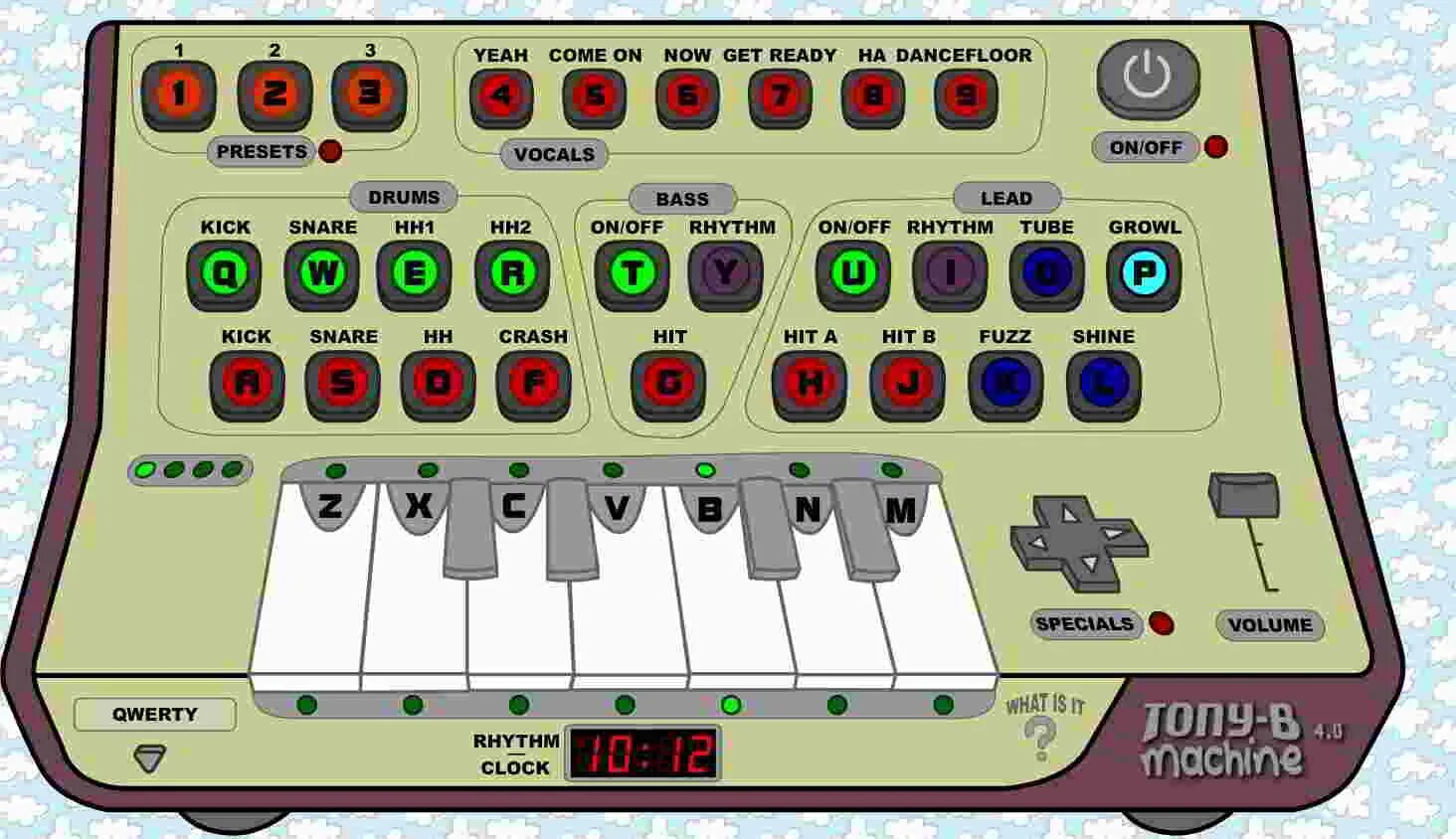B machine. Tony b. клавиатура для ритм игр. онлайн синтезатор tony-b machine 1 (2006).