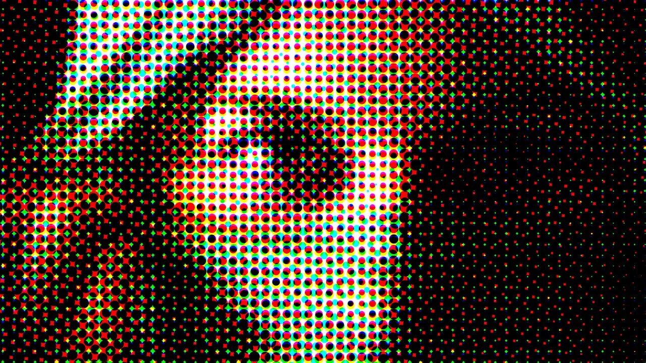 Каждым пикселем на изображении. Фильтр ► Pixelate ► Color halftone. Эффект пикселей. Эффект растра. Эффект пикселизации.