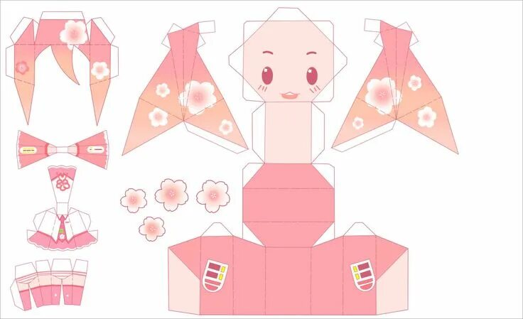 Фигурка мику из бумаги схема распечатать Pin en Xếp hình Artesanías kawaii, Artesanías de papel en 3d, Figuras geometrica