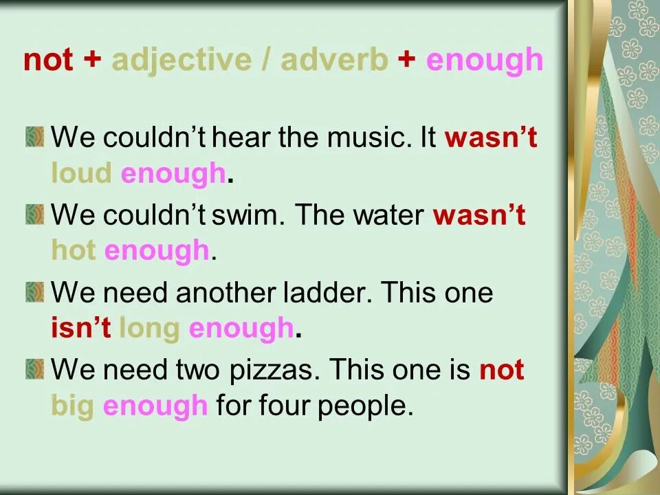 Предложения с enough. Not adjective enough. Enough прилагательное примеры. Enough is adjective. Adjective enough