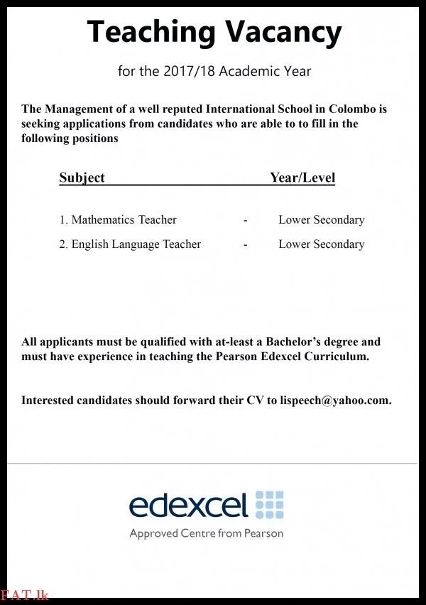 Teachers vacancies