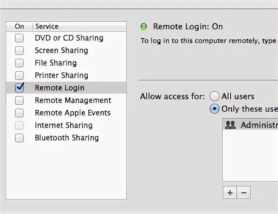 Remote login. Mac os sharing > Remote login. SSH: connect to host 5.187.7.162 Port 22: connection timed out. Ssh connect to host port 22