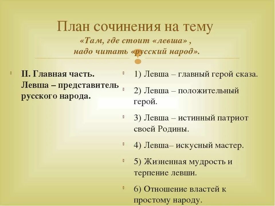 Краткое содержание рассказа левша 6 класс литература. План сочинения левша. план сочинения левша 6 класс. план рассказа левша 6 класс. план сочинения по сказу левша 6 класс.