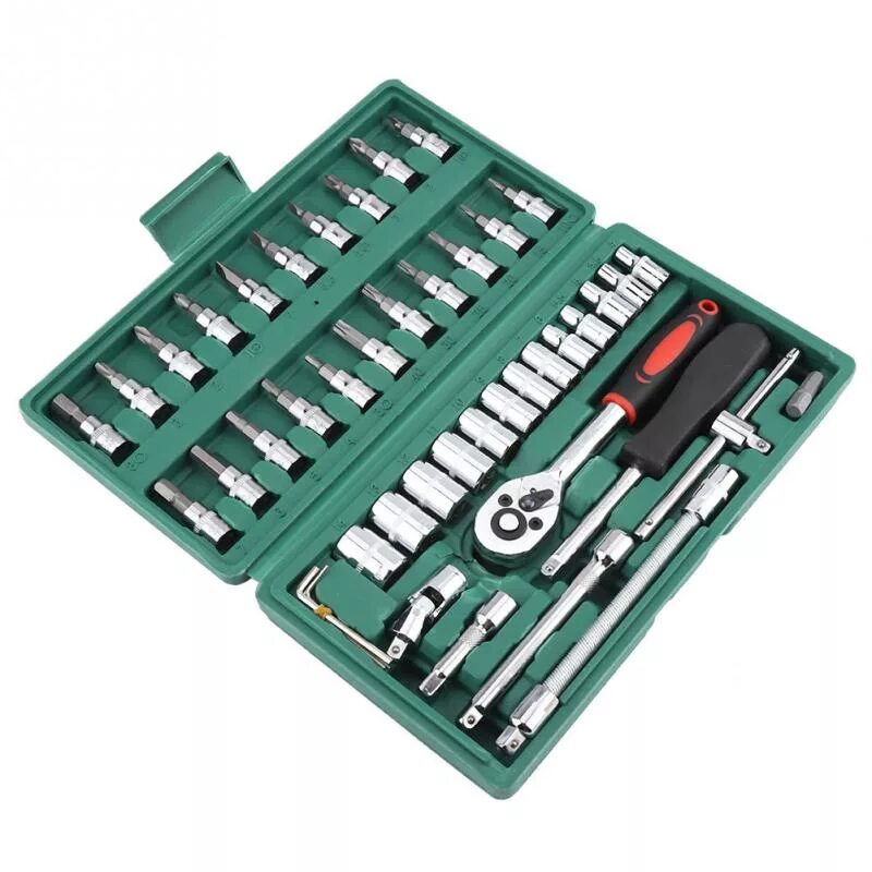 Ассистент инструмент. Набор инструментов 46pcs. набор ключей tools 46. набор инструментов трещетки ключи. werkzeug-set 46.