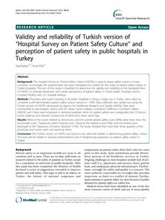 Validity and reliability of Turkish version of "Hospital Survey on Pat...