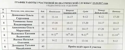 График работы поликлиники дзержинский