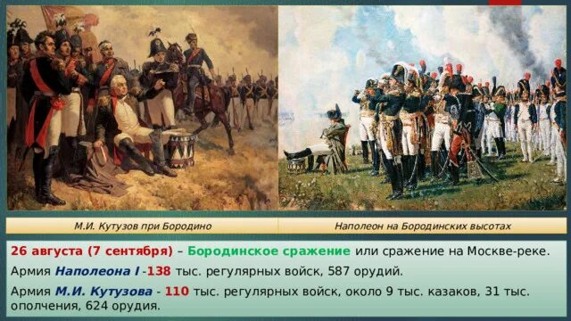 Наполеон на бородинских высотах. Бородино сражение. Этапы Отечественной войны 1812г.